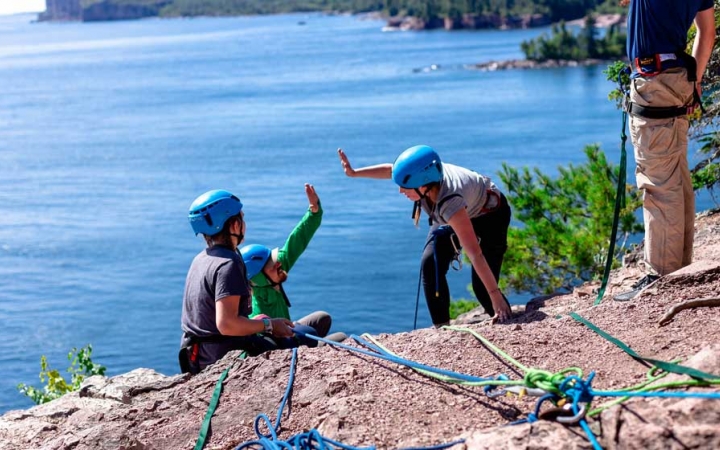 teens gain confidence on rock climbing course